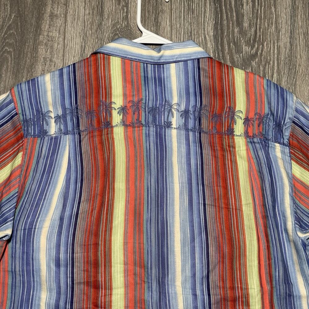 Tommy Bahama Colorful Striped Linen & Silk Blend Camp Button Up Shirt Mens Small - Picture 4 of 9